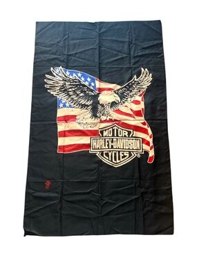 Vintage Harley Davidson Motorcycles Eagle USA Flag Fabric Banner Flag Poster